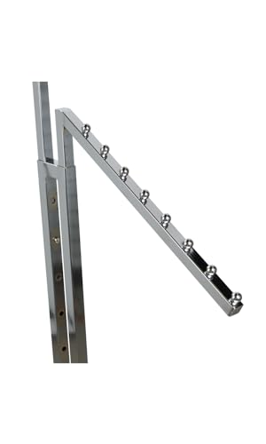 SSWBasics Chrome 2-Way Clothing Display Rack - Sleek Retail Clothing Rack with Slant Arms for Garment Display (48"-72"H 3" Increments) - Sturdy Clothes Rack for Boutique, Thrift Store, and Retail