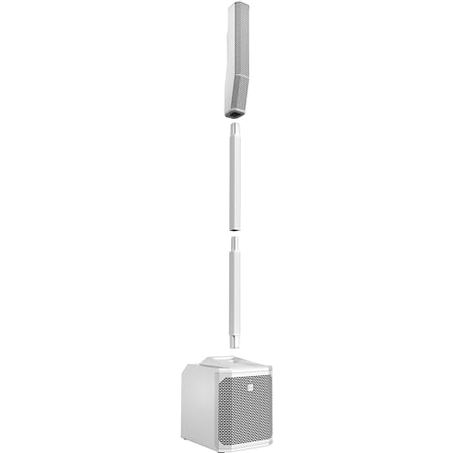 Electro-Voice EVOLVE30M-W Portable Powered Column System - White with On-Stage Stands MS7701B Tripod Base Mic Stand, 20' XLR Cable and 25' Instrument Cable