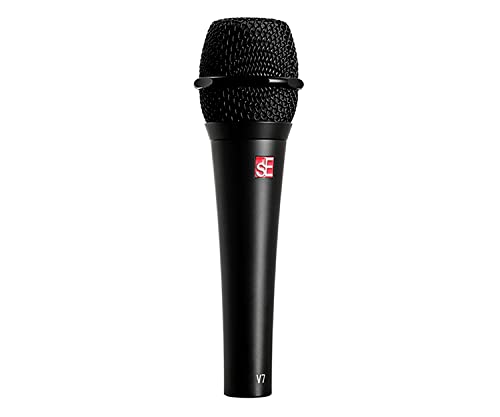 sE Electronics V7 Black Dynamic Supercardioid Handheld Microphone, Black - Bundle with 2 XLR Cables and 10 Cable Ties