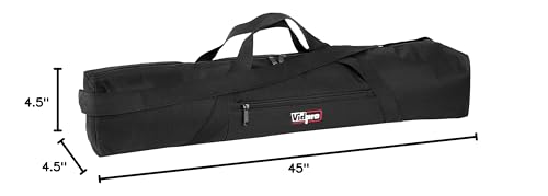 VidPro TC-45 Tripod Carrying Case - Heavy Duty Nylon Bag with Shoulder Straps and Handles - Compact Case with Full Length Zippered Closure Plus External Pocket Fits Tripod with Head up to 45 Inches - size: 45" Long