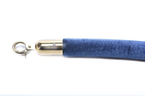 Gold Crown Top Decorative Rope Safety Queue Stanchion Barrier in 3 pcs Set, VIP Crowd Control (72" Blue Velvet) - color: 72" Blue Velvet