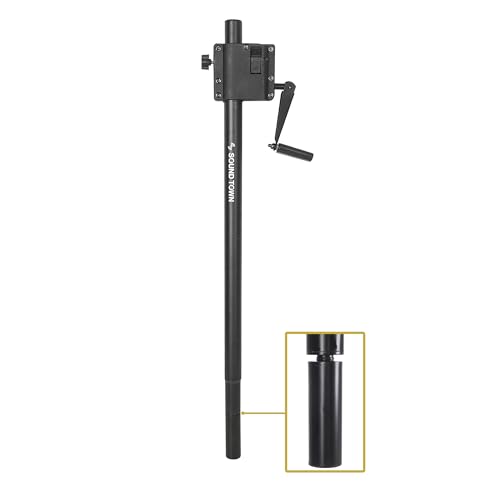 Sound Town 2-Pack Crank-Up Adjustable Height Speaker Subwoofer Poles (34"-57") with 35mm & M20 Mount Adapters, Carry Bag, 100 LB Load Capacity, Black (STSDA-56CU-PAIR) - size: Crank-up Adjust(M20/35mm Adapters, Carry Bag)