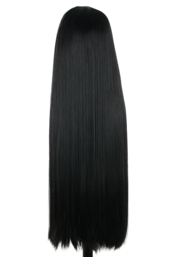 Long Straight Black and White Split Wig, Ghost Bride Gothic Style Cosplay Wig for Halloween Costume | Halloween Party, Cosplay Costume, Gothic Style, Vampire Theme - color: Black White