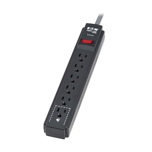 Eaton Tripp Lite Series 6-Outlet Surge Protector Power Strip, Flat Plug 20ft Braided Extension Cord, 1200 Joules, 15A Circuit Breaker, Lifetime Manufacturer's Warranty & $10,000 Insurance (TLP620DB) - size: 20ft Cord