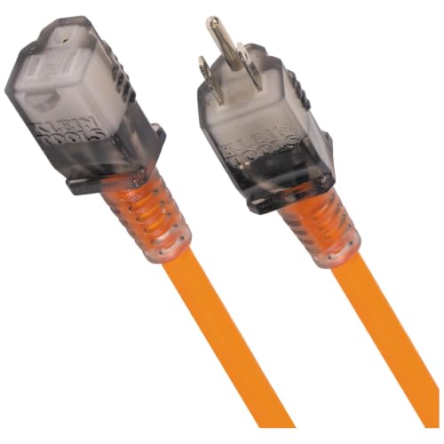 Klein Tools EXC2515 12/3 SJEOW 25-Foot Extension Cord, LED Ends, Daytime Visibility, Flexible in Cold Weather, 99.9% Copper Wire, 15A, Indoor/Outdoor