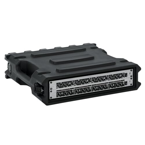 Gator Cases Pro Series 2U Rack Case with Standard 19" Depth, Roto Molded Made in USA (G-PRO-2U-19) | Made in the USA Molded Hard Shell Front & Rear Threaded Rack Rails Side Carry Handles - size: 2U Rack Space, style: Standard - 19" Deep