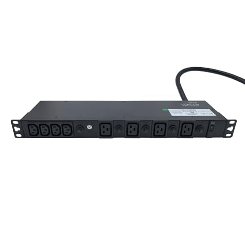 30A Rack PDU, L6-30P Power Distribution Unit with 16 C13 and 4 C19 Outlets, 7200W 1U 19 Inch Horizontal Rack Mount Power Strip with 8 Overload Protection Devices and Steel Housing - color: 16 C13 + 4 C19