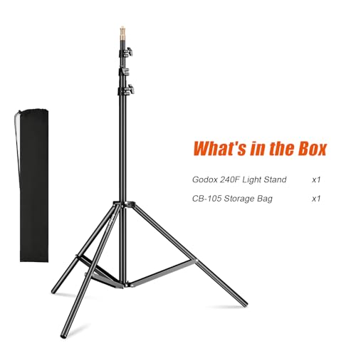 Godox Light Stand 240CM/94 in Photography Light Stand | with 1/4” Universal Screw Carry Bag Portable for Photography Studio Portrait Shooting - size: 94.5in