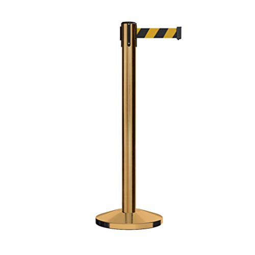 Crowd Control Warehouse CCW RBB-150 Retractable Belt Barriers, Set of 2 - color: Black and yellow diagonal