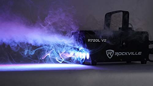 Rockville R720L V2 3000 CFM LED Fog/Smoke Machine with Eliminator UV Light | Multicolor LEDs, 3.5-Minute Heat-Up, Remote, Included Machine Fluid, UV LED DMX Blacklight, 2-Items