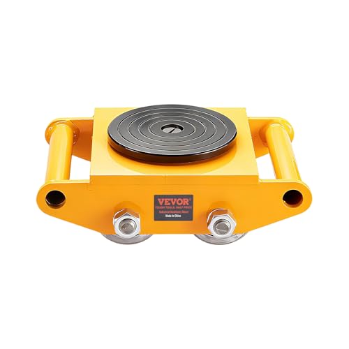 VEVOR 4-Piece Machinery Skate Dolly, 26,455 Lbs, 12T Industrial Machinery Mover, Heavy Duty Carbon Steel, 360° Rotation, Non-Slip Cap, Yellow - size: 4 Packs-Steel Wheels
