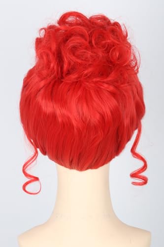Red Short Curly Bun Wig for Women Cosplay Miss Argentina Wigs for Girls Halloween Costume Wig - color: Red