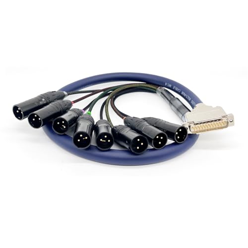 3.28ft DB25 to XLR Snake Cable,DB25 Male to 8Channel 3Pin Male Balanced Audio Cable D-Sub Breakout Cable for Studio Recording, Patch Bay, Mixing Console, Microphones 1M - size: 3.28ft, style: Male