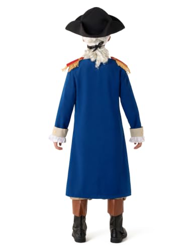 Spooktacular Creations George Washington Costume for Kids, Colonial Boys Costume with Wig and Hat for Halloween DressUp Party - size: Medium (8-10yr)