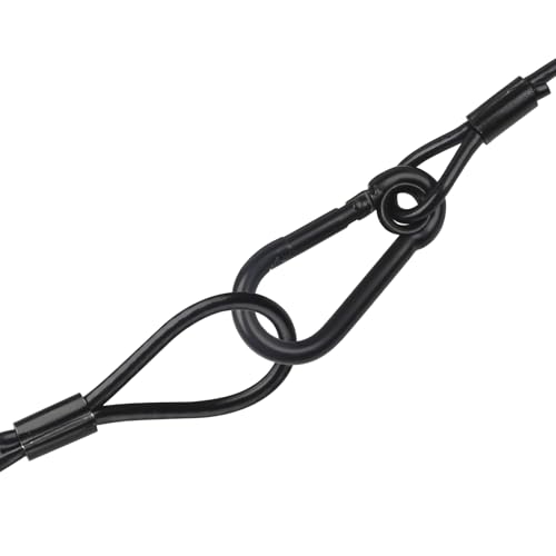 Lighting Safety Cable with Loops(2-Pack), 25kg Load Stage Light Safety Cable Black Security Chain Hanging on Trusses, Stainless Steel Lanyard(Diameter 3mm/0.12in, Length 100cm/39.37in)
