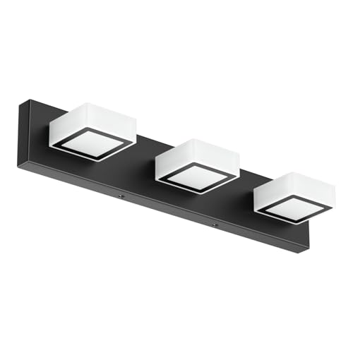 Ralbay Black Bathroom Vanity Lights 24inch Metal Acrylic LED Modern Bathroom Wall Lighting Fixtures Over Mirror Matte Black (White Light 6000K, Non-dimmable) - color: Black-White light, size: 24 inch