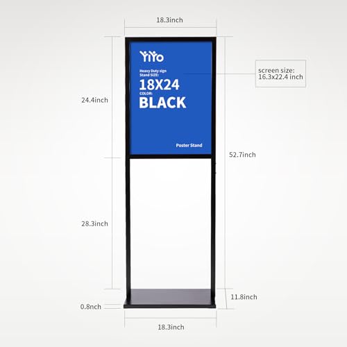 YIYO Sign holder floor stand, sign holder stand heavy Duty Pedestal poster stand for display,18×24 inch slide-in double sided poster sign holder floor standing Display Advertising (18×24)