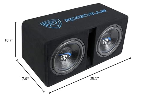 Rockville DK512 Package Dual 12" K5 Car Subwoofer Enclosure with dB12 Amp | 2800W Peak, 700W RMS, 2 Ohm Impedance, 50 Oz Magnet, Cast Iron Basket, 8 Volt Preamp Circuitry, Polypropylene Dustcap