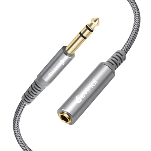 1/4 inch Headphone Extension Cable, 6.35mm TRS Male to Female Stereo Cord, Quarter Inch Guitar Cable Extender, 6ft (2 Meters) - color: Silver 1.8M/6FT