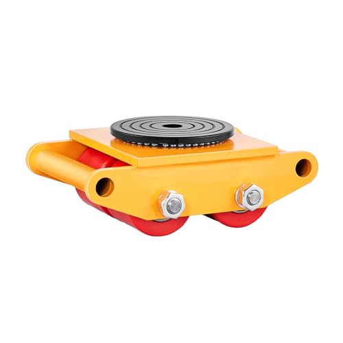 VEVOR Machine Skate, 6T Machinery Skate Dolly, 13228 lbs Machinery Moving Skate, Machinery Mover Skate with 360° Rotation Cap and PU Directional Rollers, Heavy Duty Industrial Moving Equipment, Yellow - size: 6T