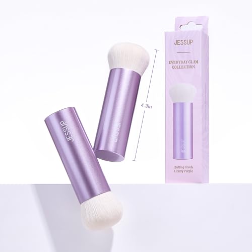 Jessup Large Foundation Brush, Dense Ultra-Soft Kabuki Makeup Brush AS004 | Cruelty-free, High-Density Synthetic Fibers, Liquid, Cream & Powder, Blush & Contour, Seamless Blending, Even Natural Finish - color: AC-Purple