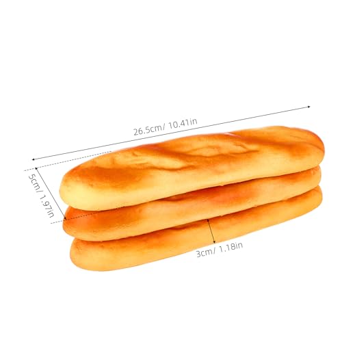 ULTNICE 3pcs Artificial French Long Bread Loaf Lifelike Fake Dessert Cake Food Pretend Play Food Playset Toys Photography Prop Kitchen Decoration, Medium