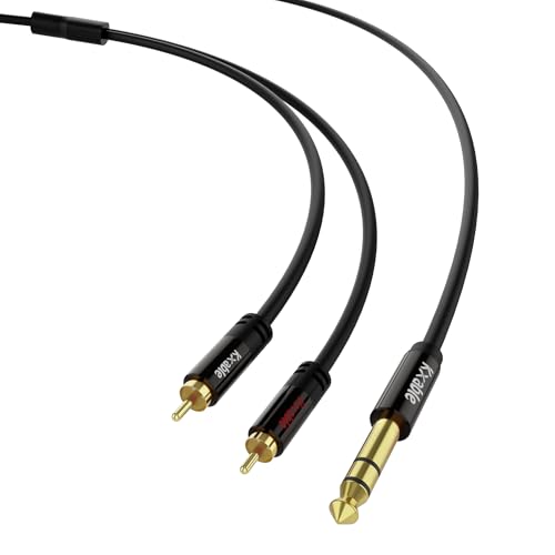 Kxable 1/4" to RCA Audio Cable 50FT, 6.35mm TRS to Dual RCA Stereo Audio Cable, Quarter inch to 2 RCA Y Splitter Cable, Gold-Plated Plug, Pure Copper Conductor, Come with 5 Cable Ties - size: 50 FT