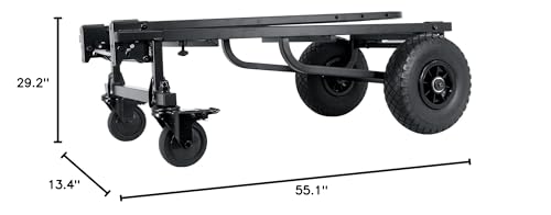 Rockville Rock Cart Pro DJ Equipment Transport Roller Cart, 700 LB Capacity | Folds Flat, Expandable Hand Truck, Dolly, Platform Cart, Utility Cart, Powder-Coated Steel, Front Wheel Brakes, 11 Cu Ft