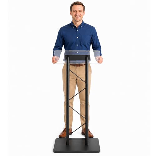 Kingdom KML15TA Modern & Stylish Acrylic and Metal Podium, Conference Podium for Speakers, Speeches and Other Occasions (43.4" Height) - size: Design 07