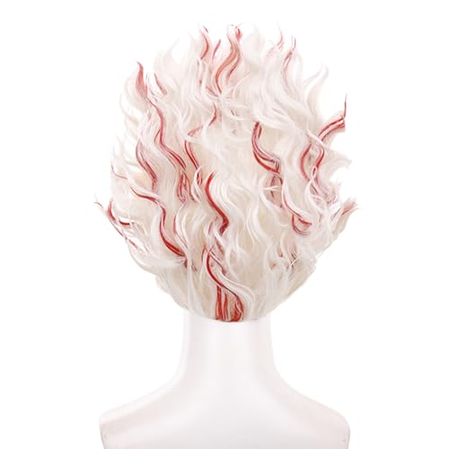 White Mixed Red Short Cosplay Wig Replacement Wig Heat Resistan Synthetic Fiber Hairs for Uniex Adult Cos Halloween Christmas Anime Party - color: Red White