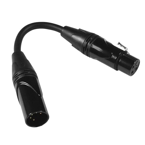 HQRP 2-Pack 3-Pin XLR Female to 5-Pin XLR Male DMX Lighting Cable 6 Inches, Compatible with Studio Light, DMX Stage Light Turnaround, Microphone, Mixer, 3-Pin XLR Female to 5-Pin XLR Male Adapter