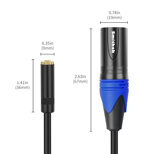 Smithok 2-Pack 3.5mm to XLR,Balanced 3.5mm 1/8 inch Female Stereo TRS Mini Jack to 3-Pin XLR Male Audio Converter Adapter Cable - 1feet(30cm)