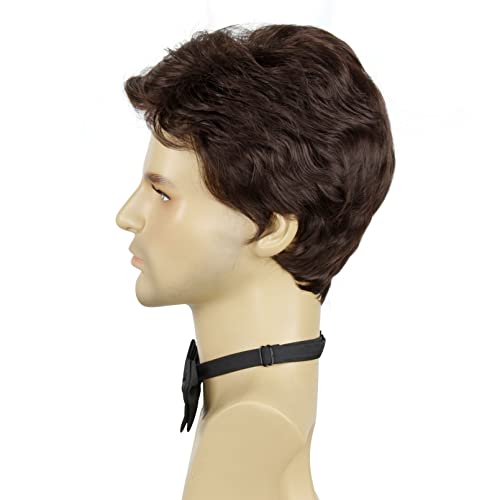Men's Brown Wigs, Short Men Wig Heat Resistant Synthetic Layered Natural Hair Cosplay Costume Halloween Wigs for Men Male Guy - color: Dark Brown