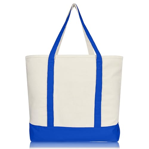 22" Heavy Duty Cotton Canvas Tote Bag (Zippered) - color: Royal Blue