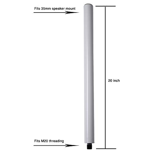 Sound Town 2-Pack 20" Subwoofer/Speaker Extender Poles, Fits M20 Threading,110 LB Load Capacity,White (STSD-M20W-PAIR) - size: 20", M20 Thread, White