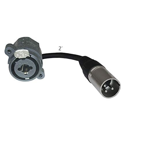 2ft Pigtail: TRS/XLR Male Panel Mount to XLR Male Plug (Black) - color: Black