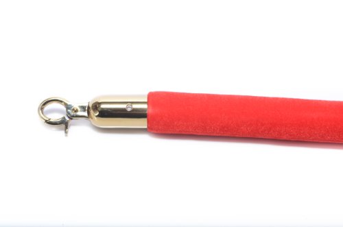 Gold Crown Top Decorative Rope Safety Queue Stanchion Barrier in 3 pcs Set, VIP Crowd Control (72" Red Velvet) - color: 72" Red Velvet