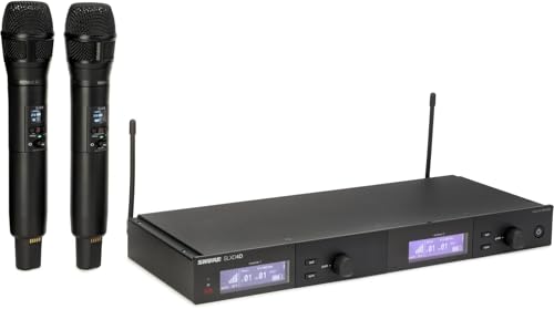 Shure SLXD24D/N8CB Dual Channel Wireless Microphone System - Includes Two SLXD2 Handheld Transmitters with Nexadyne 8/S Vocal Mic Capsules, SLXD4D Rack Mount Receiver | H55 Band (SLXD24D/N8SB-H55) - size: Full System, Dual Channel, style: Supercardioid