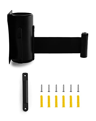 QWORK Wall Mounted Retractable Belt Barrier, Crowd Control Wall Barrier with 10' Belt for Retail Stores, Airports, Banks, School - size: 10'
