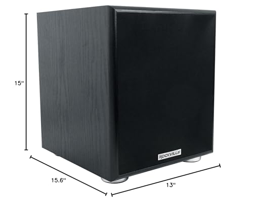 Rockville Rock Shaker 6.5 Black 200W Peak/100W RMS Powered Home Theater Subwoofer, Class-D, Adjustable Crossover, 20Hz-200Hz, Compact Design, for Movies and Music | 200W Peak, 100W RMS, Class D Amplifier, MDF Enclosure, RCA and High level inputs, RCA Outp