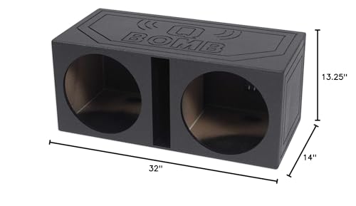 Rockville RBL12V Dual 12" Vented Subwoofer Sub Box Enclosure, 1.5 cu. ft. | Durable Bed Liner Finish, 3/4" MDF Construction, Spring Loaded Terminals, 40Hz Tuning Frequency