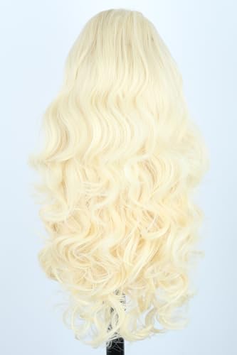 Women's Long Wavy Wig Blonde Big Curls with Bangs Beehive Style Wigs for Halloween Cosplay Costume Drag Queen Wig - color: Blonde