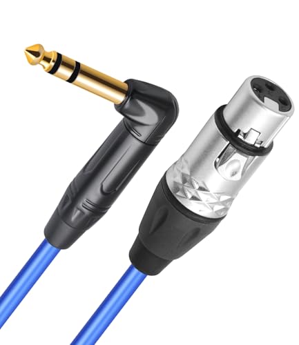 6Feet 2 Pack Balanced XLR Female to Right Angle 1/4 TRS Mixer Cable,6.35mm Stereo Male to 3pin XLR Female Audio Cable,20AGW 6N OFC+Silver Plated HI-END Microphone Audio Cable - size: 6Feet(2Pack), style: 90° TRS To XLR F