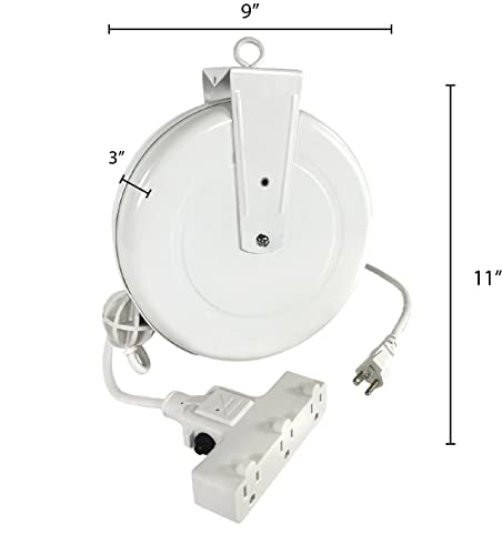 Alert ProReel 5000A-31GF-CB Heavy-Duty Retractable Extension Cord Reel | 30' - 16/3 SJTW Retracting Cord | Tri-Tap Grounded Outlet with Power Light | 10amp Circuit Breaker