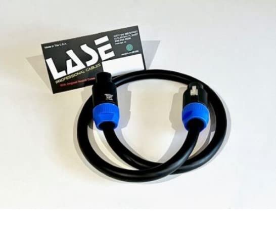 LASE 4 Ft Speakon to Speakon PA Speaker Cable w/NEUTRIK NL4FC 12ga 4 Conductor Pure Copper Wire with Original Neutrik Connectors. Made in USA.