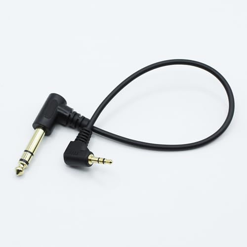 90 Degree 1/8 to 1/4 Stereo Audio Cable 10.6in, Right Angle 3.5mm TRS Male to 6.35mm TRS Male Aux Cord for Guitar, Keyboard Piano, Laptop, Speaker and Amplifiers (27cm) - size: 10.6in/27cm