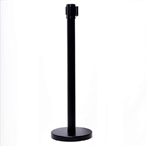 40" HT Retractable Belt Queue Safety Stanchions Barrier Combo Set (6 Posts with 10' Blk Belt & Flat Base) - color: 6 Posts With 10' Blk Belt & Flat Base