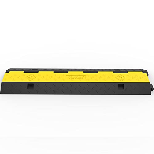 VEVOR 3 PCs Rubber Cable Protector Ramp, 2 Channel, 11000 lbs/axle Capacity Heavy Duty Hose Wire Cover Ramp Driveway, Traffic Speed Bump w/Flip-Open Top Cover, for Indoor&Outdoor - size: 2 Channel