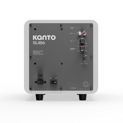 Kanto SUB6 Sealed Powered Subwoofer with 6” Woofer (Matte White & White Grille) - style: Matte White with White Grill