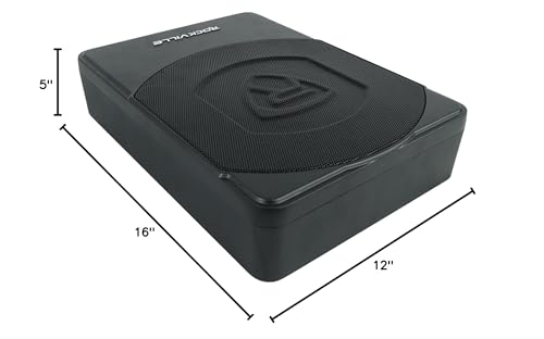 Rockville SS10P 800W Slim Under-Seat Active Car/Truck Subwoofer, Built-in Amp, Wired Remote Bass Knob, Cast Aluminum, for Car Audio Upgrades - size: 10"